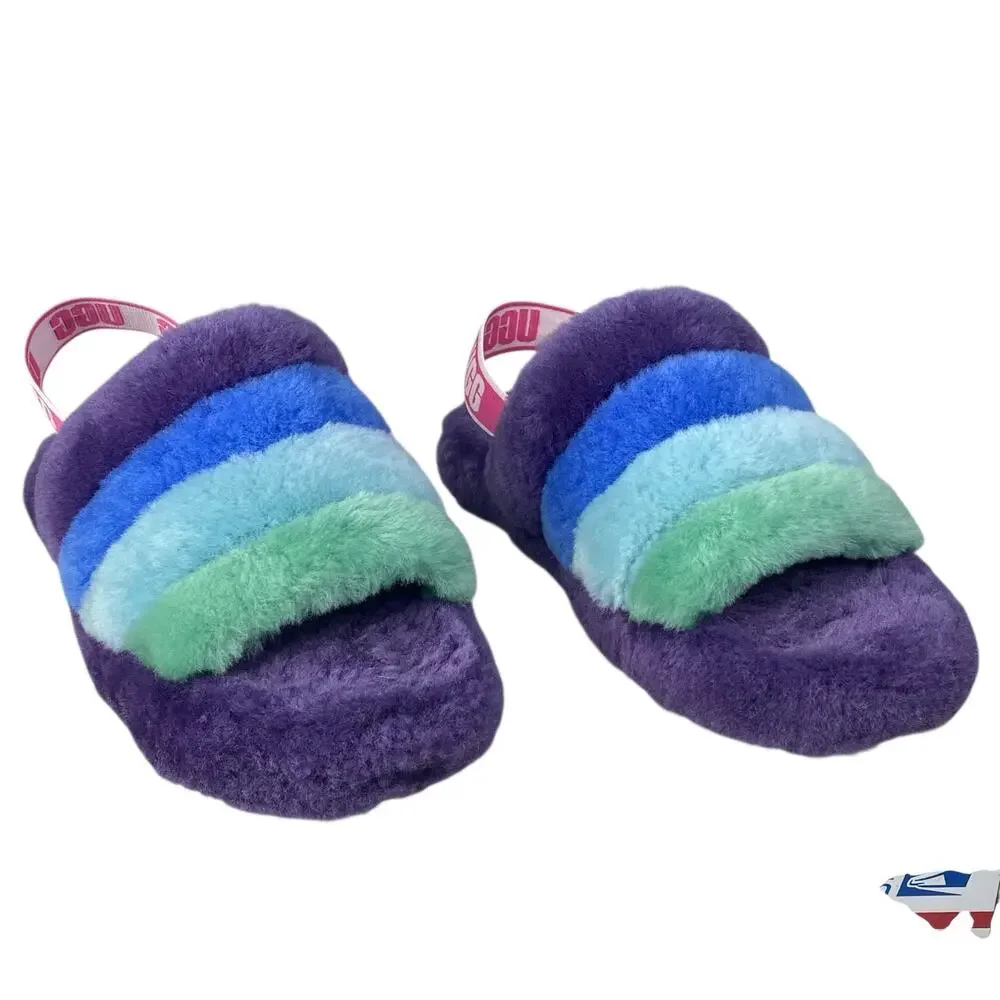 UGG Kids Fluff Yeah Purple Shearling Sandal Slipper Size US 6